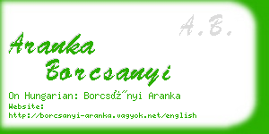 aranka borcsanyi business card